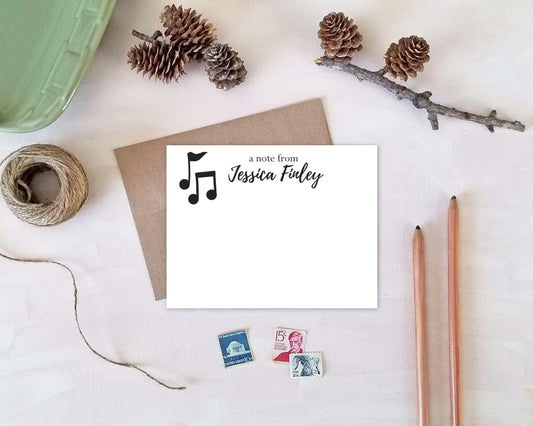 Personalized Note Cards - Music Notes Stationery Gifts for Musicians Teachers