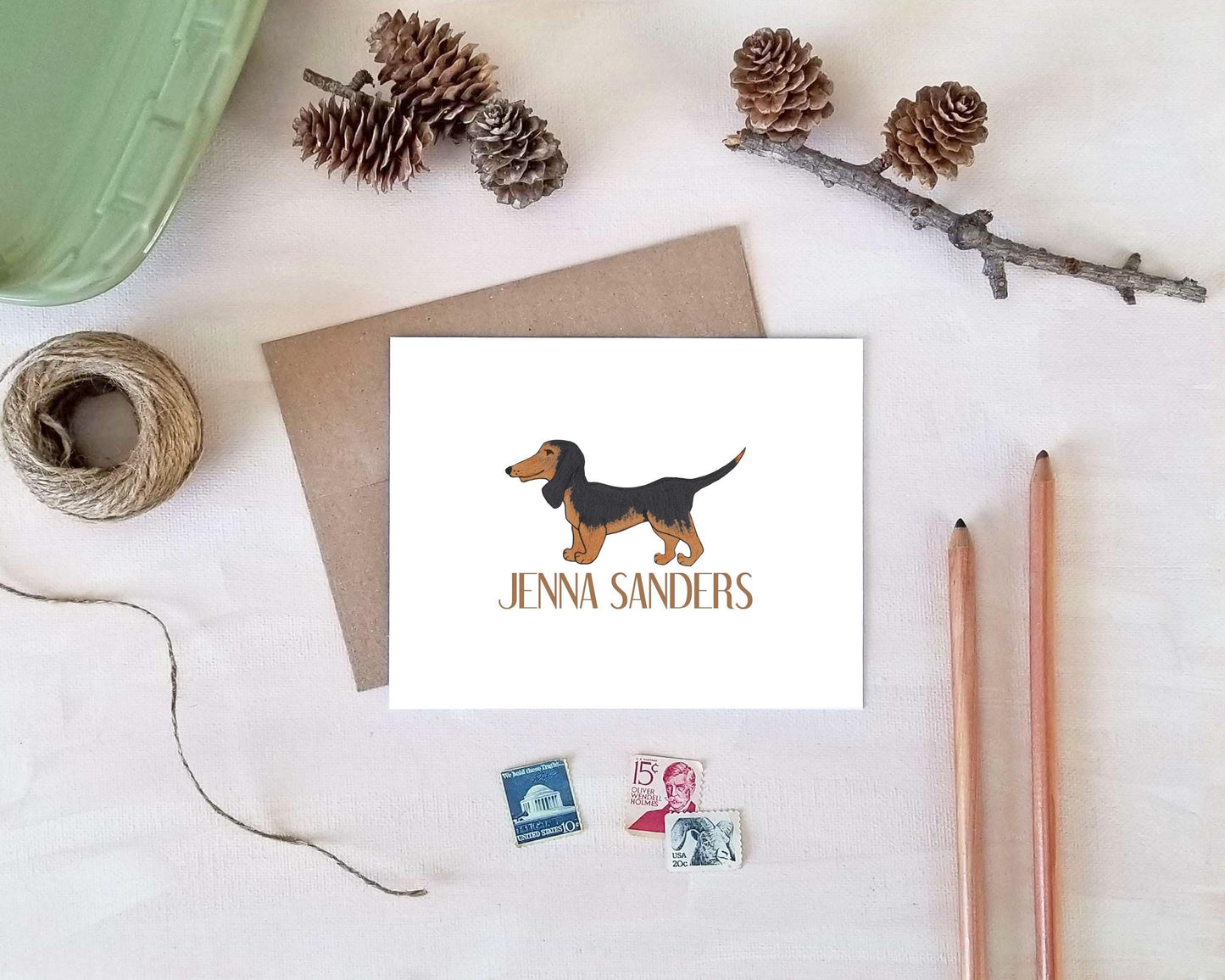 Personalized Note Cards for Dog Lovers - Dachshund Stationery Gifts