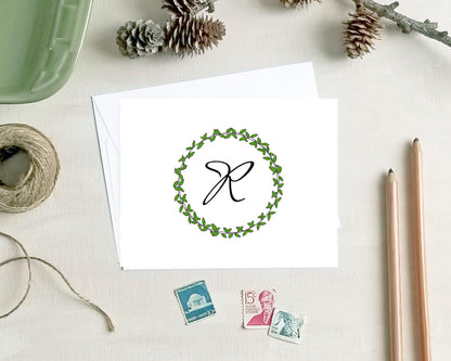 Personalized Note Cards - Greenery Stationery - Monogram Note Card Set