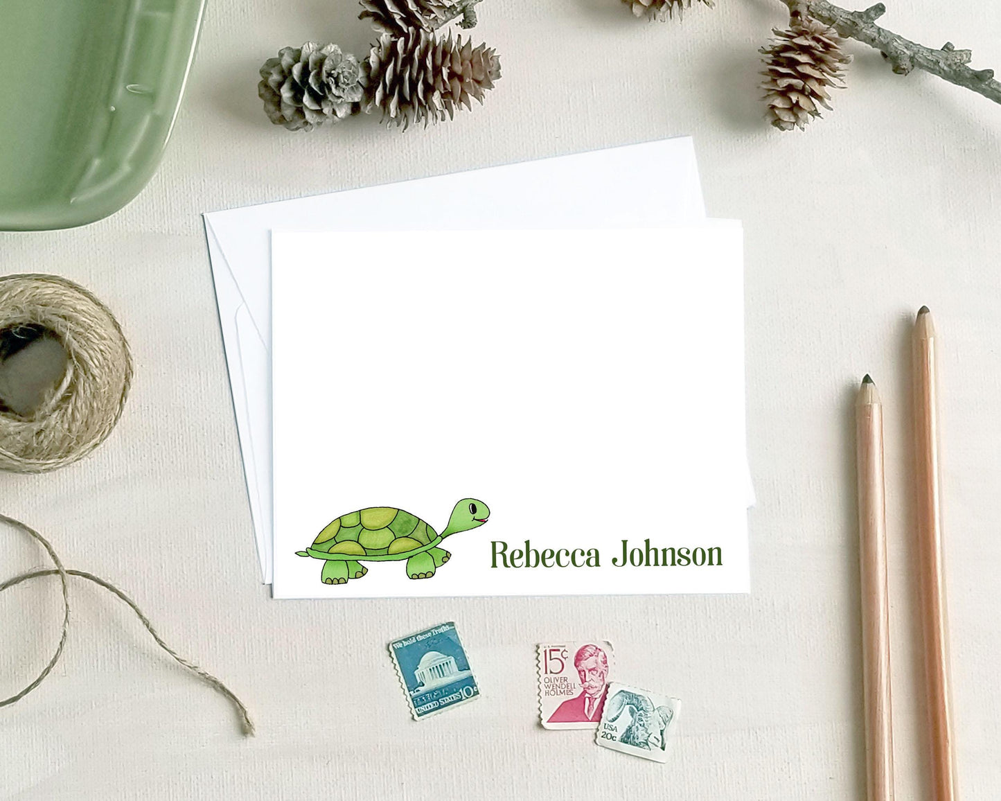 Turtle Note Cards - Personalized Stationery Gifts for Turtle Lovers
