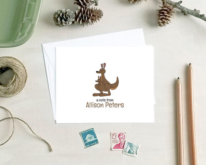 Personalized Note Cards - Kangaroo Stationery Gifts for Kids