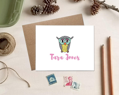 Owl Note Cards - Personalized Stationery Gifts