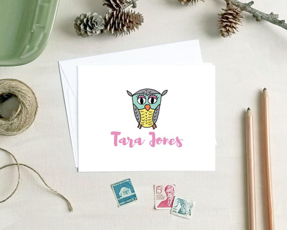 Owl Note Cards - Personalized Stationery Gifts