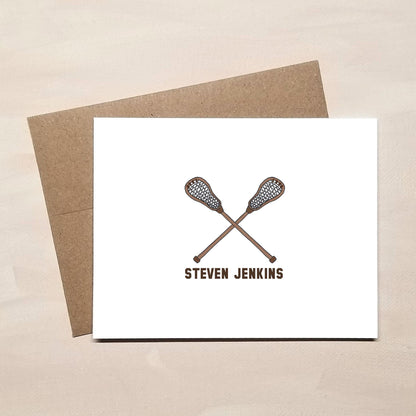 Lacrosse Note Cards - Personalized Lacrosse Stationery - Coach Gift