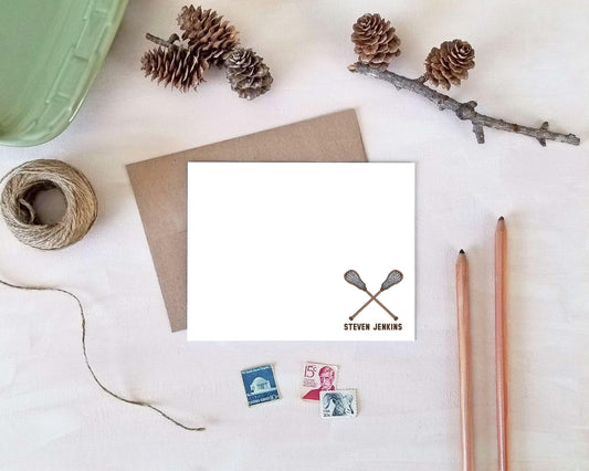 Lacrosse Note Cards - Personalized Lacrosse Stationery for Coach