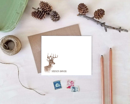 Personalized Note Cards - Buck Deer Note Card Set for Hunters - Stationery Gift for Dad Grandpa Father's Day
