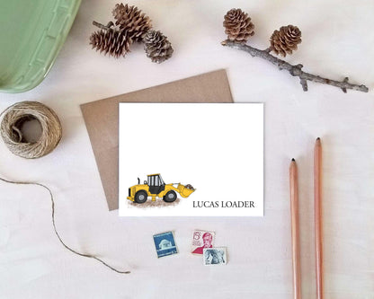 Personalized Loader Note Cards - Construction Stationery Gifts for Heavy Equipment Operators