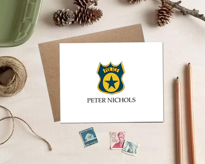 Police Badge Note Cards - Personalized Stationery Gifts for Police Officers Law Enforcement