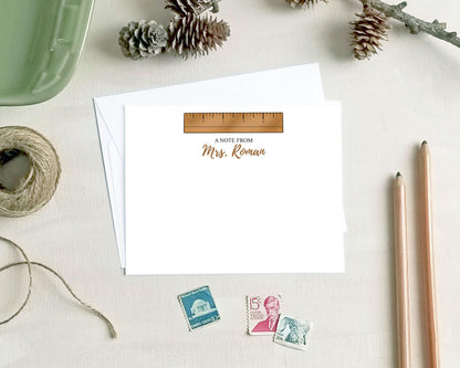 Ruler Note Cards - Personalized Stationery Gifts for Teachers