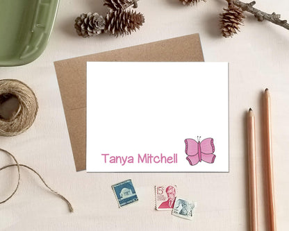 Personalized Note Cards - Butterfly Stationery Gifts for Girls
