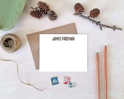 Personalized Note Cards for Men: Folded Stationery Set