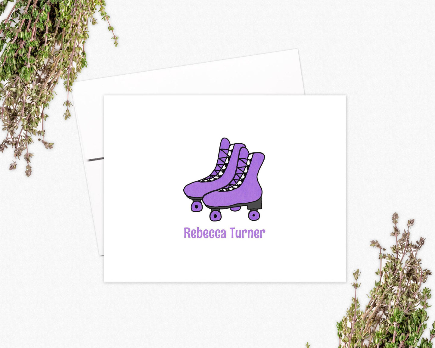 Personalized Note Cards - Roller Skate Note Card Set - Custom Stationery for Kids