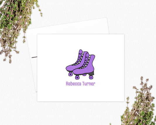 Personalized Note Cards - Roller Skate Note Card Set - Custom Stationery for Kids