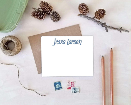 Personalized Stationery - Pretty Script Flat Note Cards - Gifts for Women