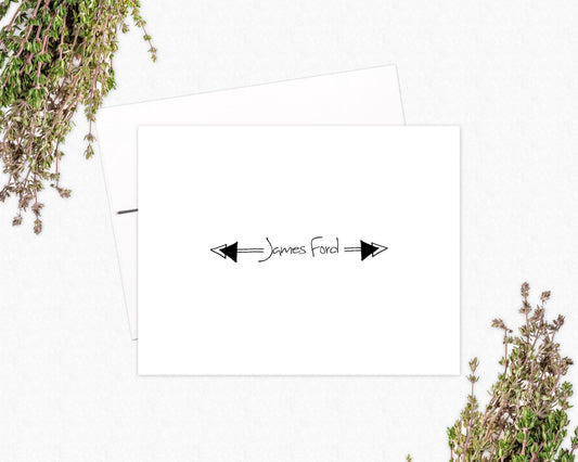 Personalized Note Cards for Him: Double Arrow Stationery