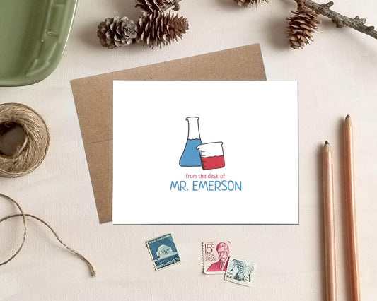 Personalized Note Cards - Science Teacher Stationery Gift
