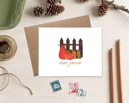 Personalized Pumpkin Patch Note Cards: Stationery