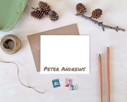 Personalized Note Card Set: Flat Stationery Gifts for Him
