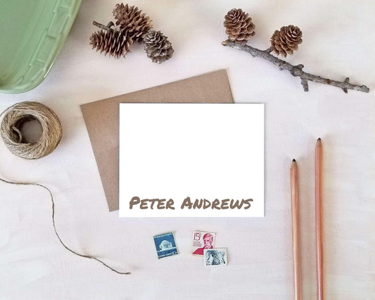 Personalized Note Card Set: Flat Stationery Gifts for Him