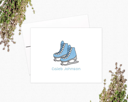 Ice Skate Note Cards: Personalized Stationery