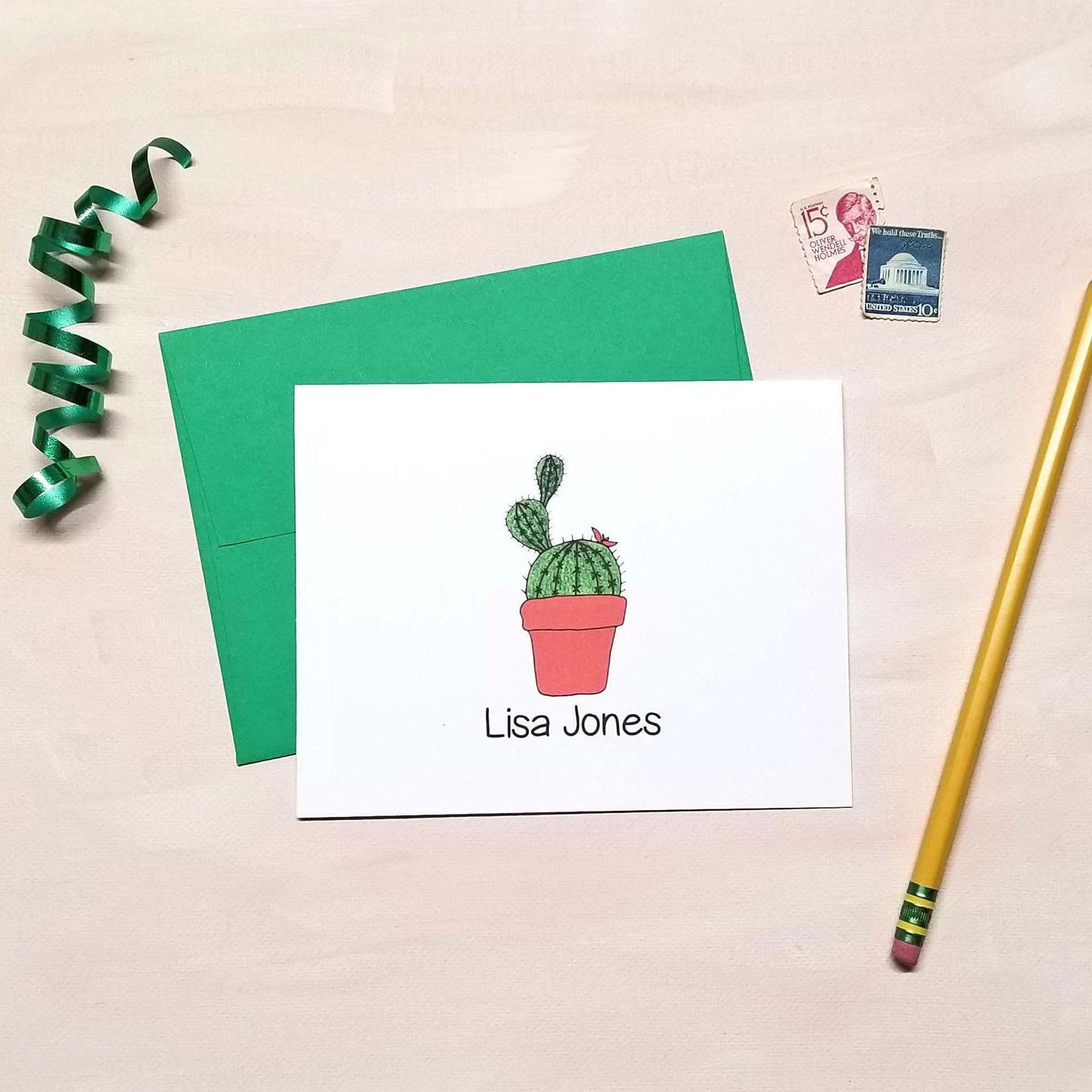 Cactus Note Cards: Personalized Stationery