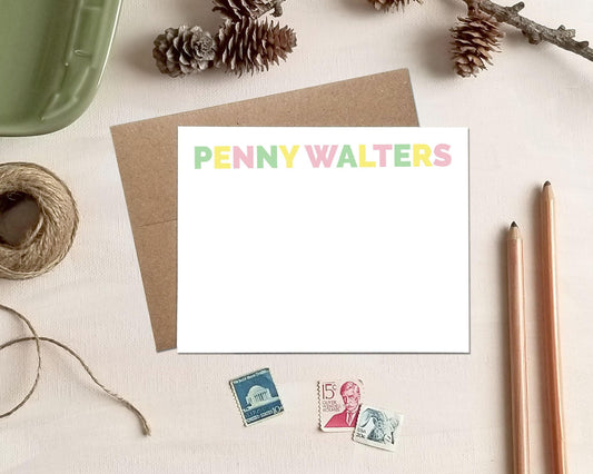 Personalized Flat Note Card Set: Custom Stationery