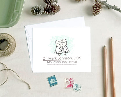 Personalized Note Cards – Custom Cute Tooth Dentist Dental Stationery