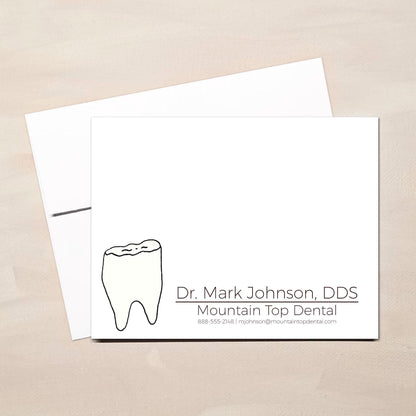 Personalized Note Cards - Cute Tooth Dentist Stationery
