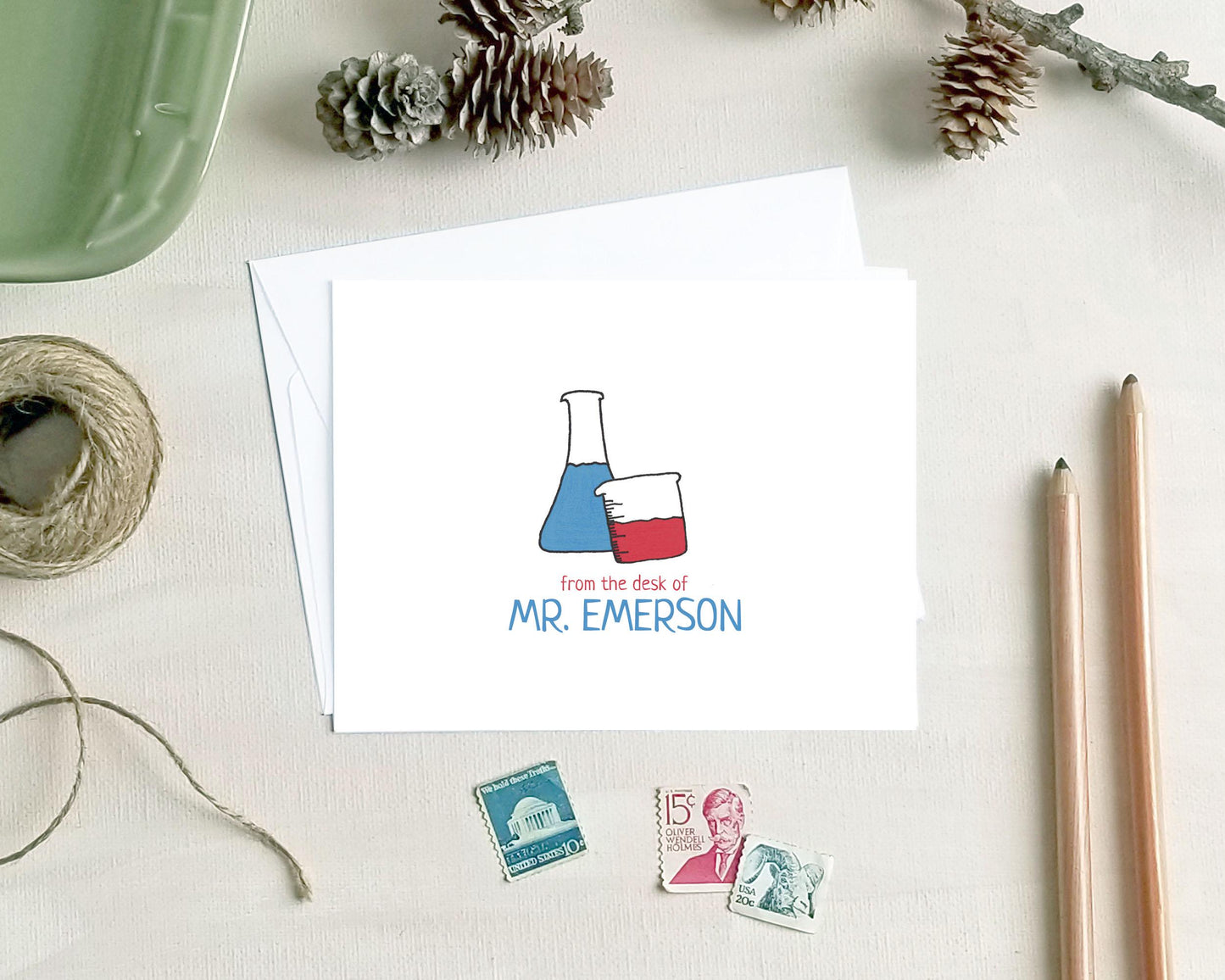 Personalized Note Cards - Science Teacher Stationery Gift