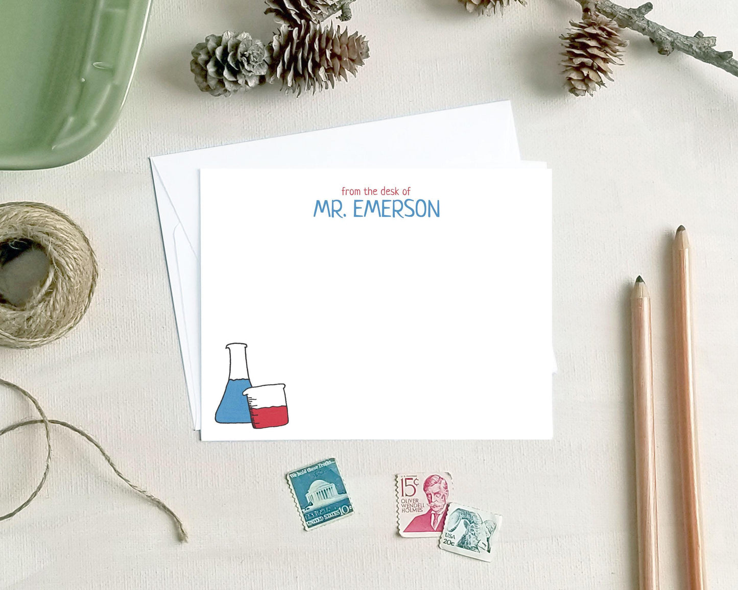 Personalized Science Note Cards - Teacher Appreciation Gift Stationery