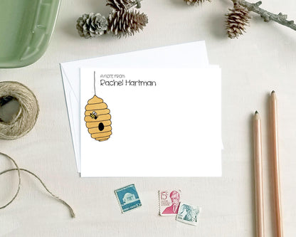 Personalized Note Cards - Bee Hive Stationery Gifts for Beekeepers