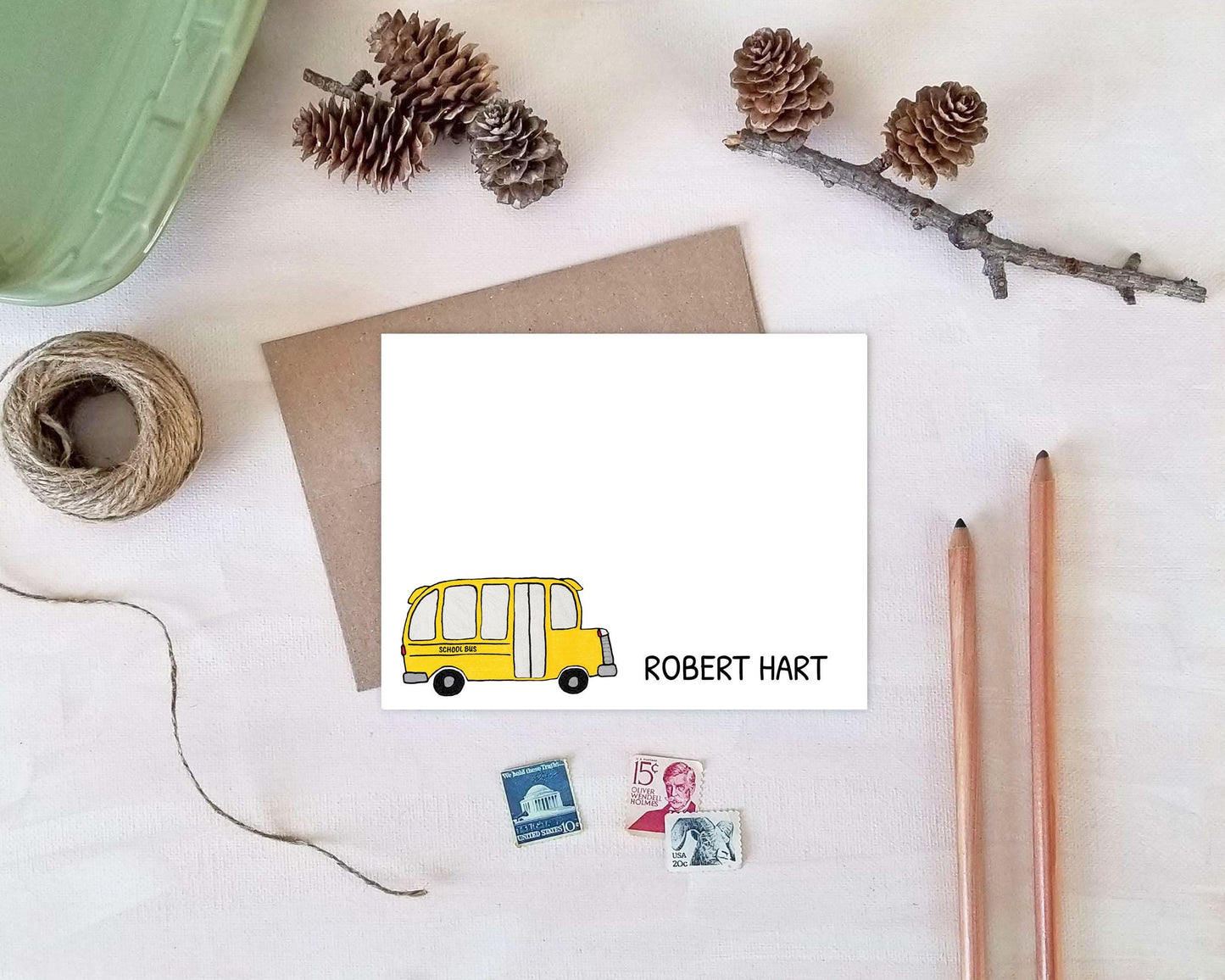 Personalized Note Cards - School Bus Driver Stationery Gifts