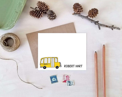 Personalized Note Cards - School Bus Driver Stationery Gifts