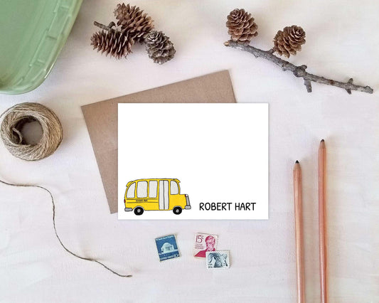 Personalized Note Cards - School Bus Driver Stationery Gifts