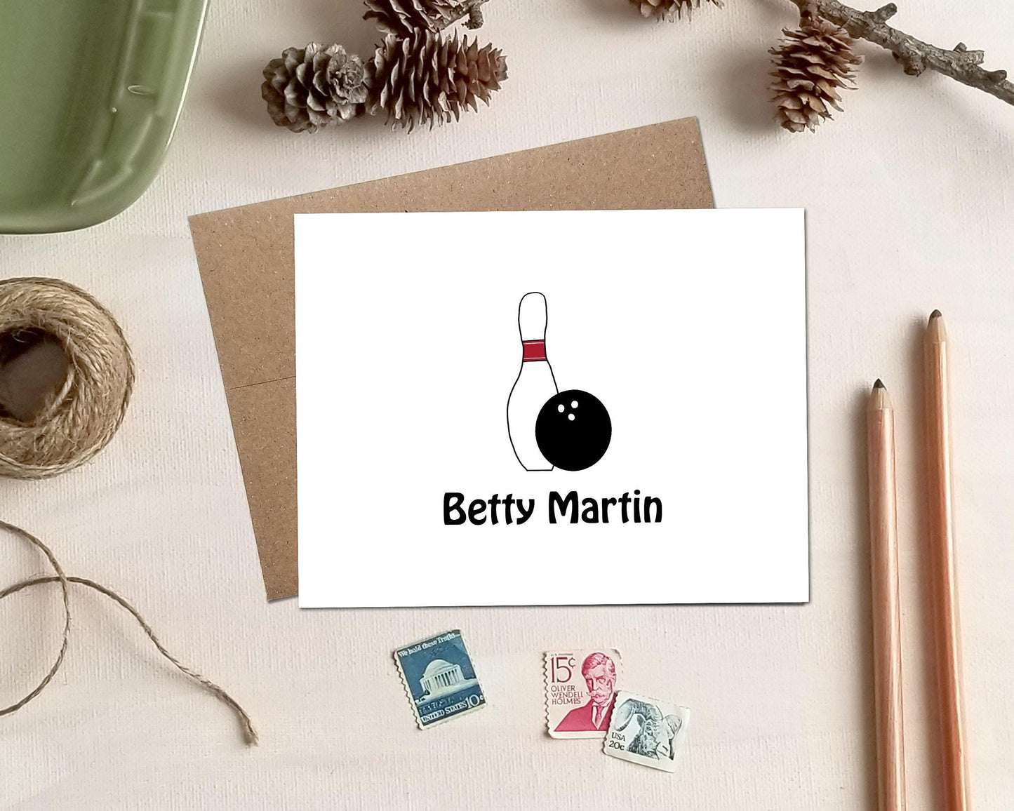 Personalized Stationery - Bowling Note Cards - Gifts for Bowlers