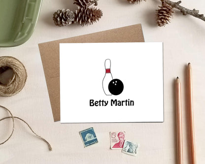 Personalized Stationery - Bowling Note Cards - Gifts for Bowlers