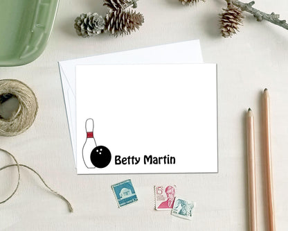 Personalized Note Cards - Bowling Stationery Gift