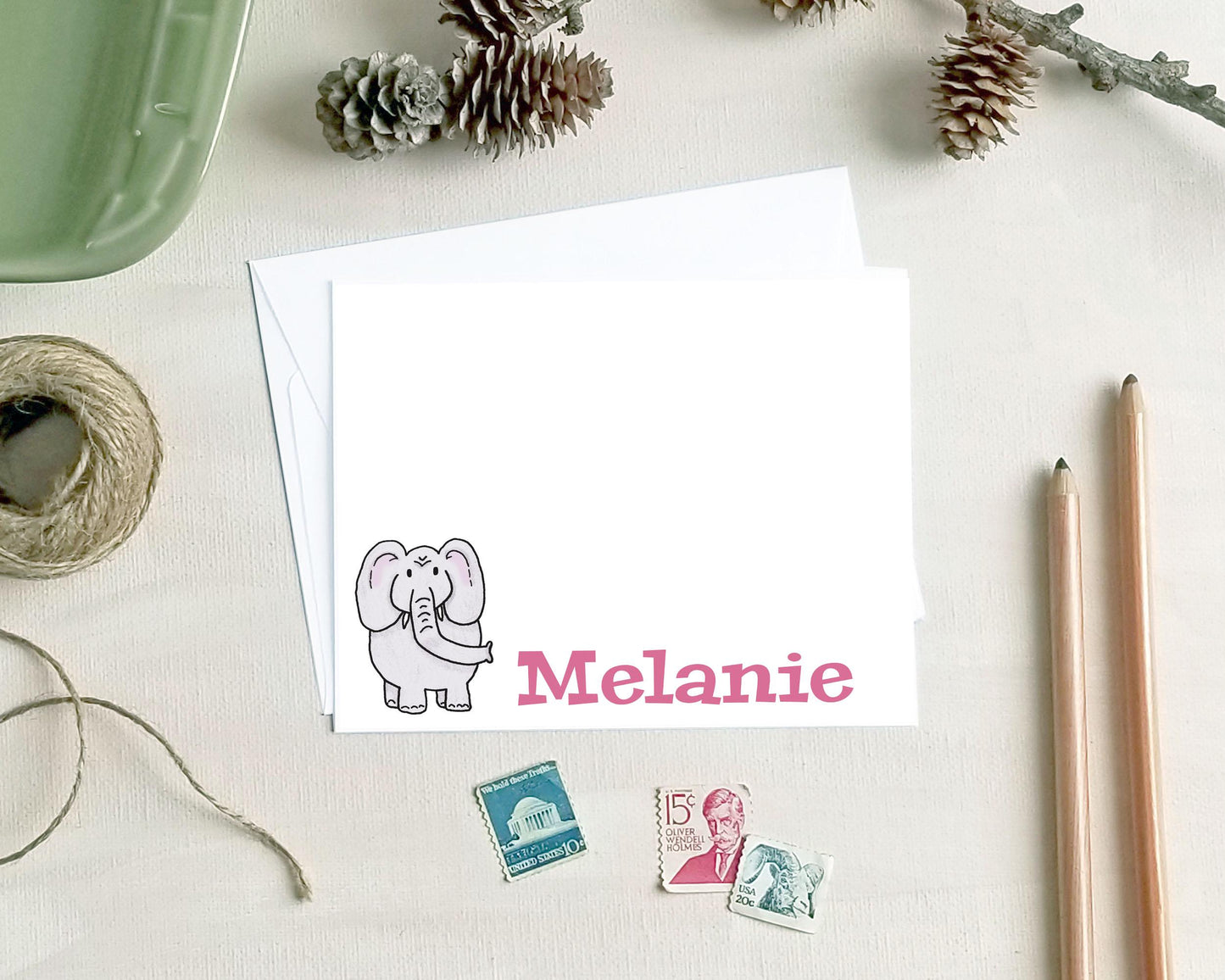 Personalized Note Cards - Elephant Stationery Gifts