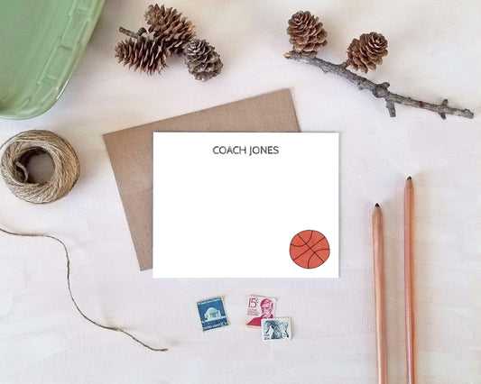 Basketball Stationery - Personalized Note Cards - Basketball Coach Gift