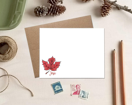 Maple Leaf Cards -  Personalized Note Cards - Fall Stationery Gifts