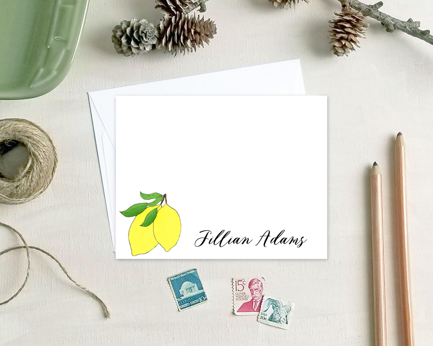 Lemon Stationery - Personalized Lemon Note Cards