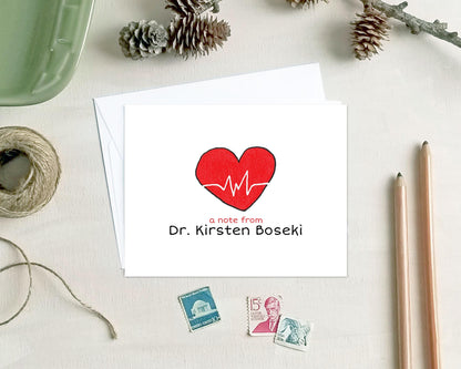 Personalized Heartbeat Note Cards: Medical Stationery Gift for Doctors and Nurses