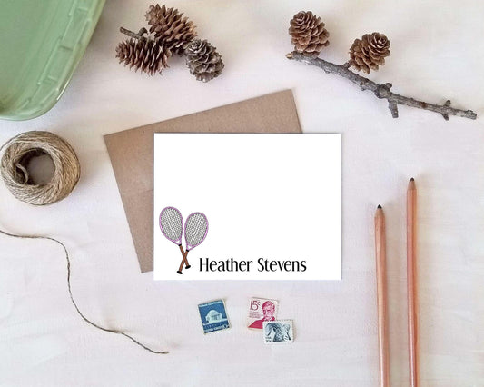 Tennis Note Cards - Personalized Stationery - Tennis Instructor Gift