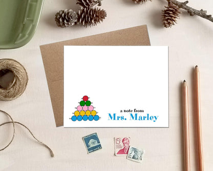 Personalized Teacher Note Cards - Counting Beads Stationery Gift