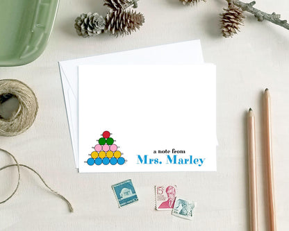 Personalized Teacher Note Cards - Counting Beads Stationery Gift