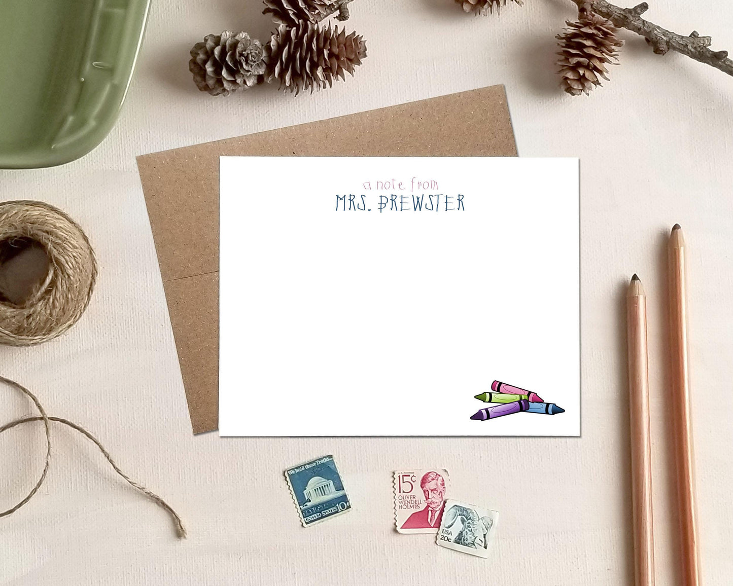 Crayon Note Cards – Personalized Preschool Teacher Gift