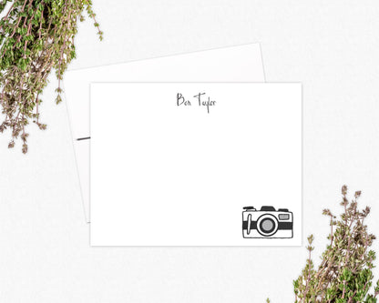 Personalized Note Cards - Retro Camera Photography Stationery Gift for Photographers