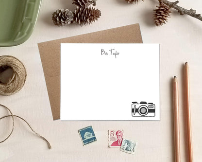 Personalized Note Cards - Retro Camera Photography Stationery Gift for Photographers
