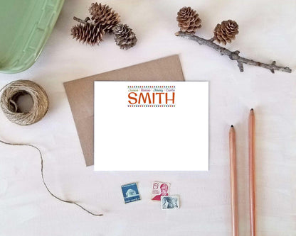 Personalized Family Name Note Cards - Custom Stationery Gift for Families