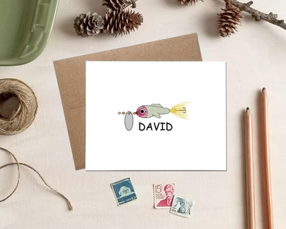Personalized Fishing Note Cards - Spinner Bait Stationery Gifts for Fisherman Dad Grandpa Husband Father's Day